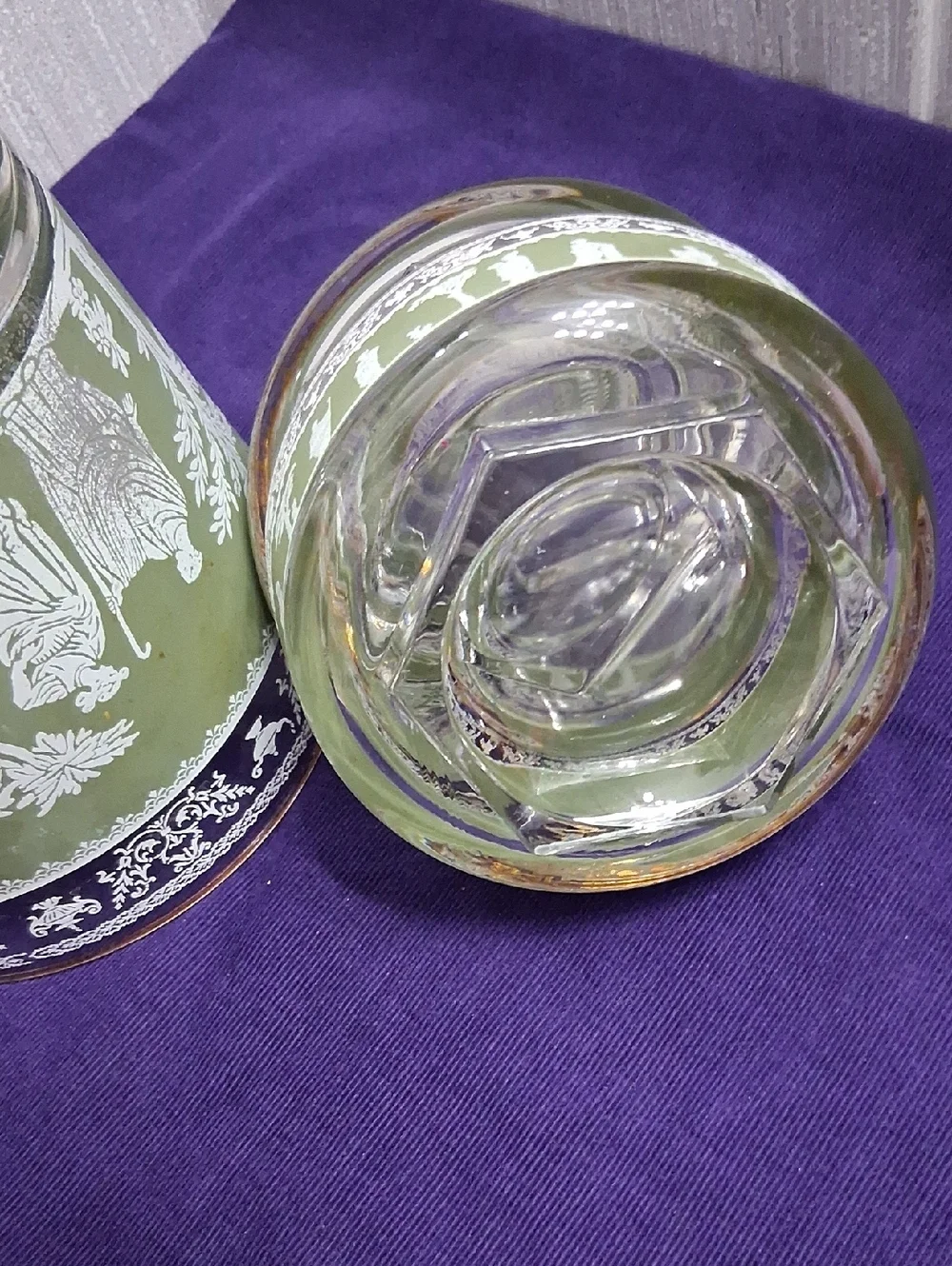 Vintage Jeanette Glass Bowl Set Hellenic Green Jasperware Style Ice Dessert